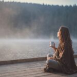 woman, morning, lake, relaxing, nature, mountain, coffee, fog, mindfulness, mindfulness, mindfulness, mindfulness, mindfulness, mindfulness